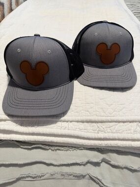 Port Authority Kids Gray and Black Trucker Hat with Brown Mickey Patch